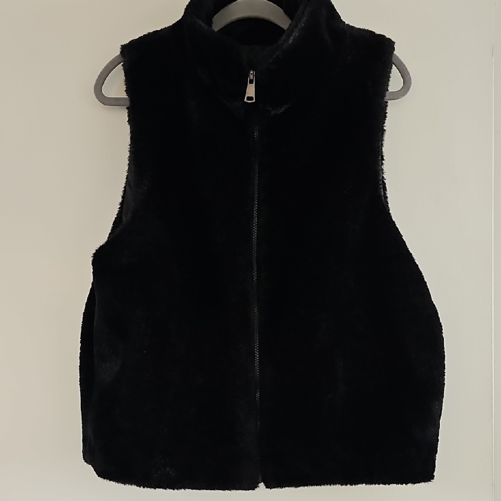 Black Faux Fur Vest